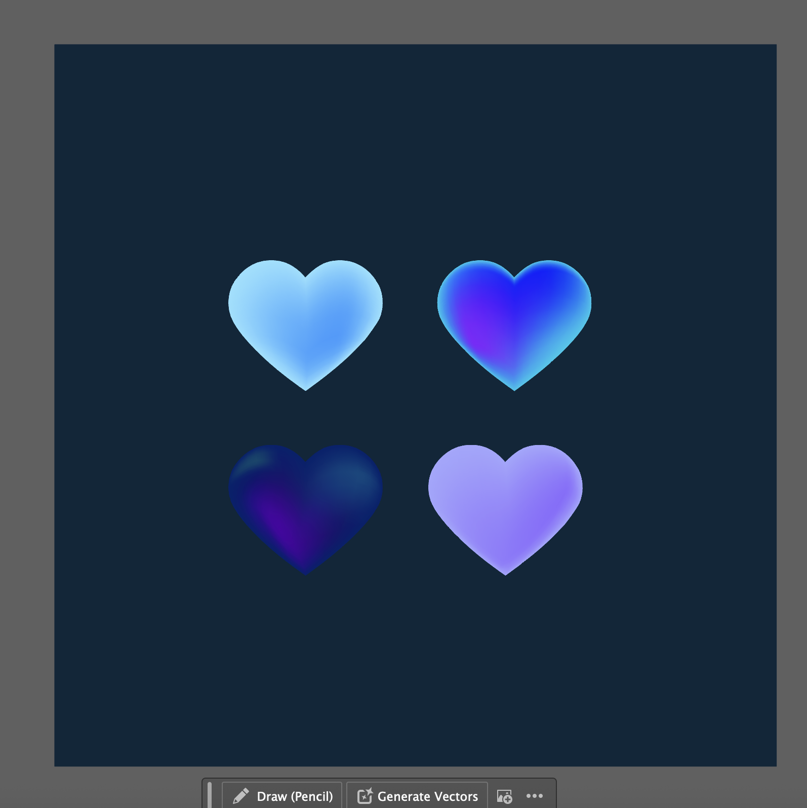 I tested multiple differnt variations of what the heart would look like. It was important that it stood out on the dark background but also portrayed calmness. I used the mesh tool in Adobe Illustrator.